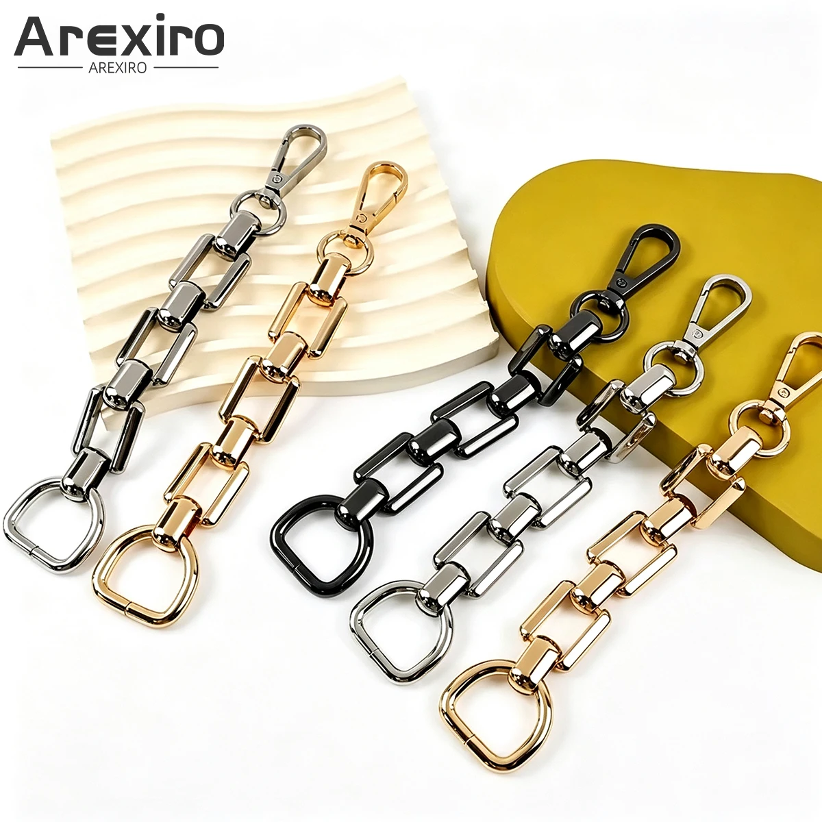 2/6Pcs Metal Bag Chain Strap with Swivel Clasp D Ring, Replacement Purse Shoulder Chain for Handbag DIY Craft Accessories
