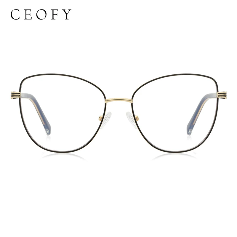 Ceofy Women Cateye Glasses Frame Vintage Myopia Optical Prescription Rose Gold Eyeglasses Frames Brand Design Stylish Eyewear