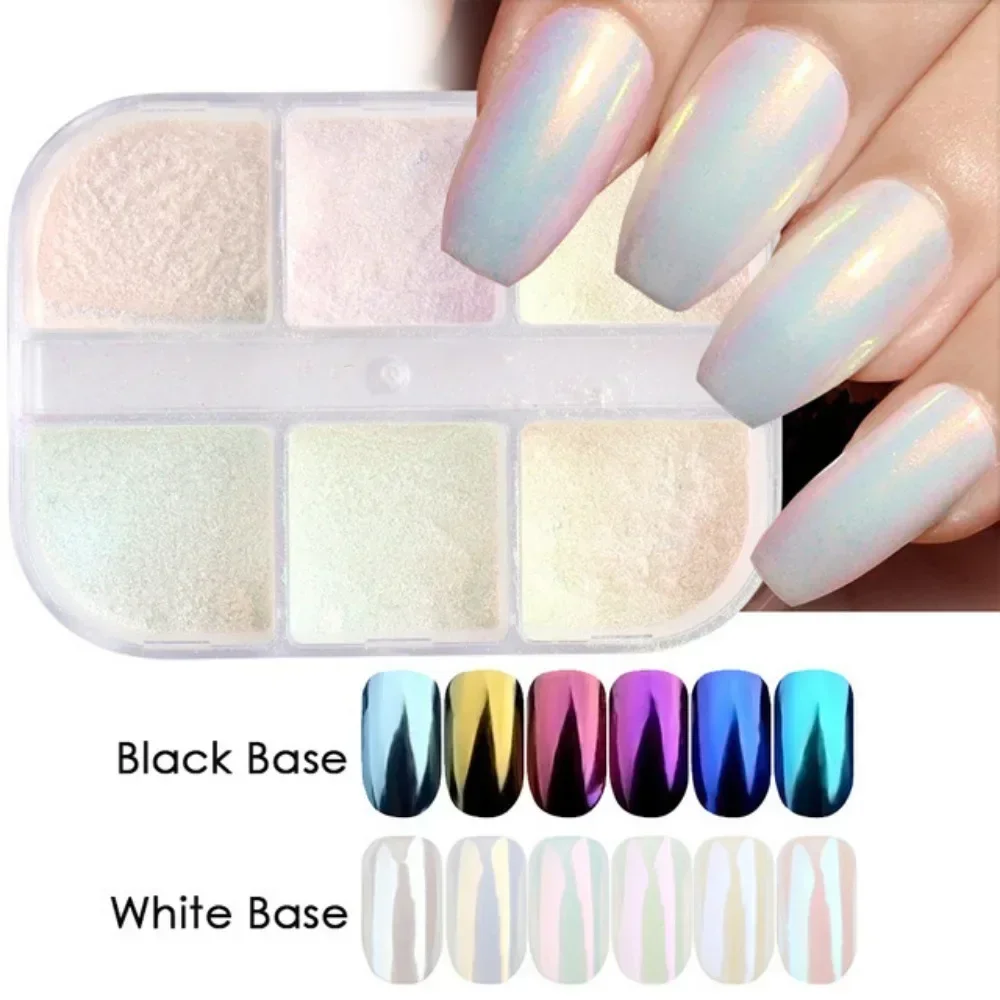 New Moonlight Mirror Nails Powder Metallic Chrome Effect Pigments Gel Polish Laser Dust Glitter Aurora Shiny Pearl Nail Manicure