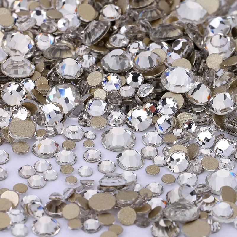QIAO Kristall Non-Hotfix SS4-SS20 Gemischte Größen 1440 Stück Goldene Flache Strasssteine Dekorationen DIY Glitzersteine 3D Nagelkunst – Detail 5