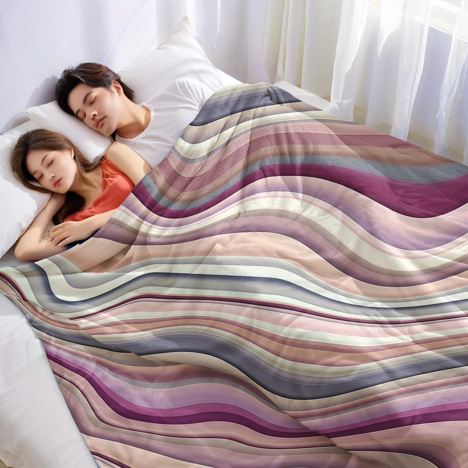 Pastel Flow Layers Ultra Soft Sherpa Fleece Blanket Fluffy Warm Halloween Cozy Throw for Sofa Couch Bedroom Gift All season