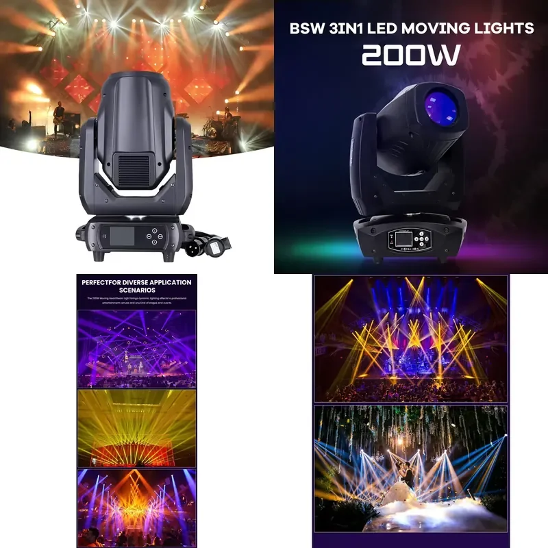 for Club Lights Nightclub Disco Dj Wedding Event Stage Lighting New 200w LED Beam Light 3in1 Moving Head Lights