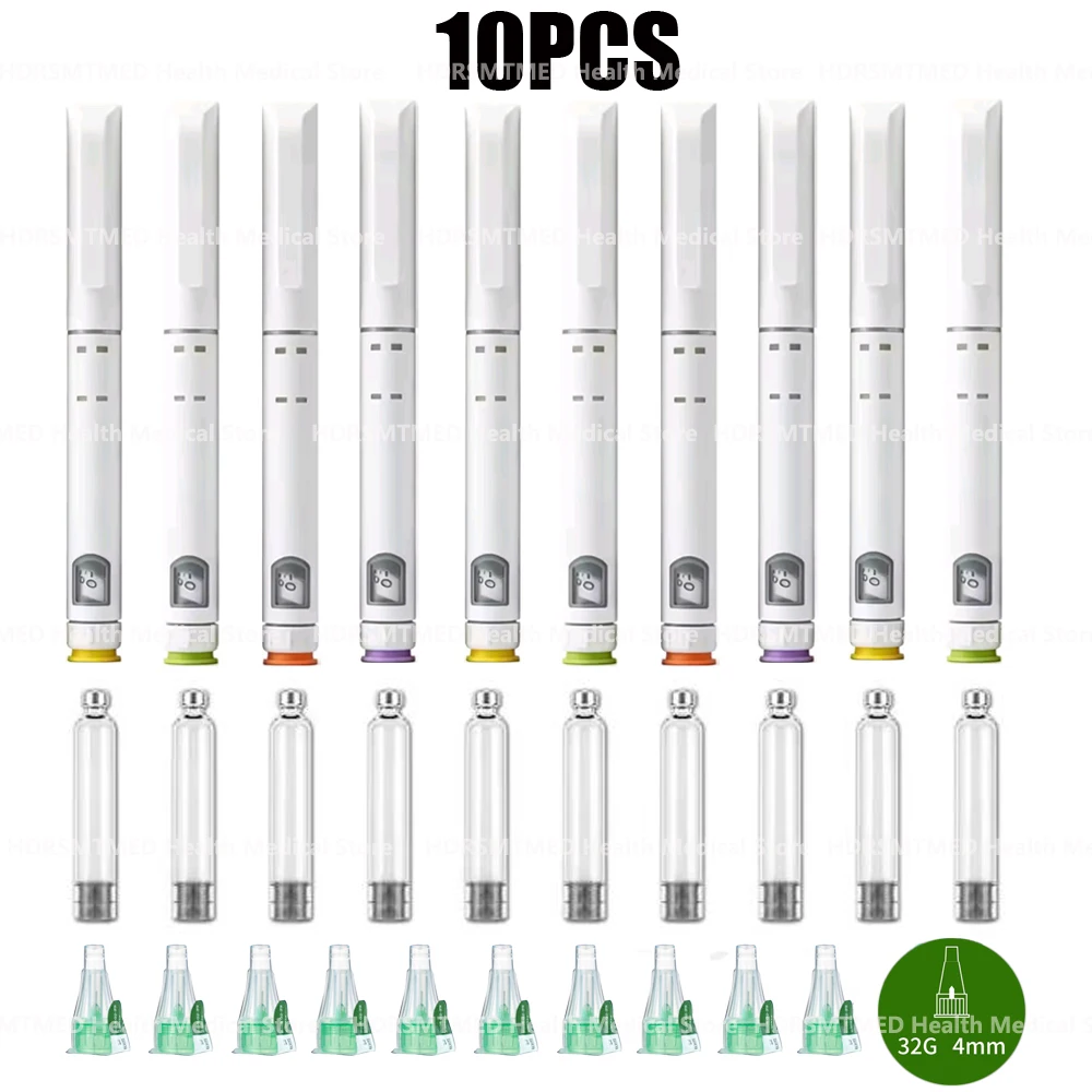 Disposable Sterile Injection Pen Magic Pen Adjustable Dose 60U Insulin Syringe Tattoo Pen for 3ml Cartridges & 32G 4mm Tip
