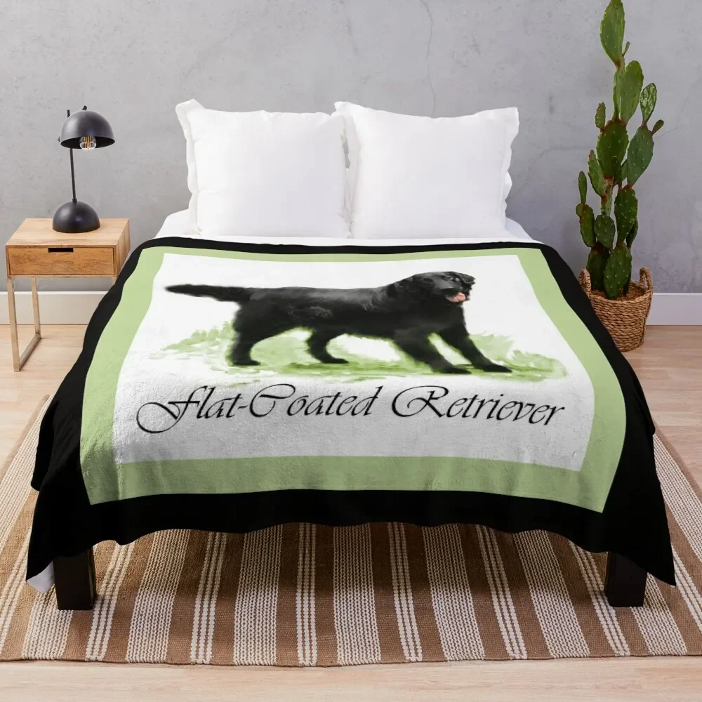 Flat-Coated Retriever Lovers Art Gifts Throw Blanket Soft Plush Plaid wednesday Blankets