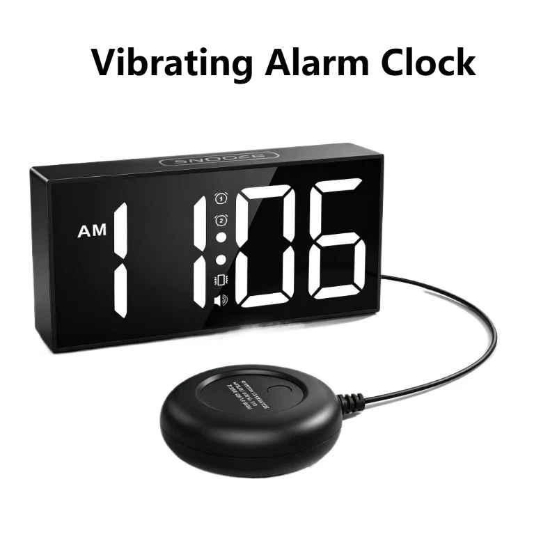 7.5 Inch Vibrating Alarm Clock LED Large Display Bed Shaker Loud Alarm for Heavy Sleepers Hearing Impaired
