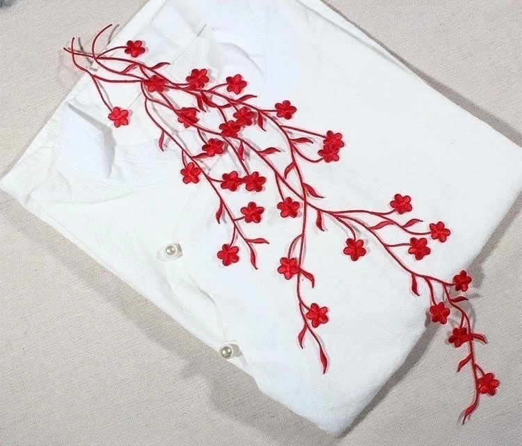 1 Stück Spitze Patch DIY Gold Silber Pflaumen blüte Stickerei Blumen applikation Stoff Aufkleber Kleidung Hochzeits dekoration ironisch – Detail 24