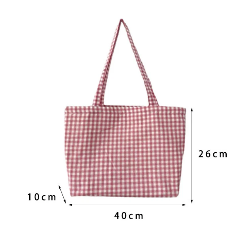 Youda Ladies New Style Canvas Fabric Plaid Shoulder Bag Fashion Simple Handbag Large Casual Capacity shopping Tote Bags