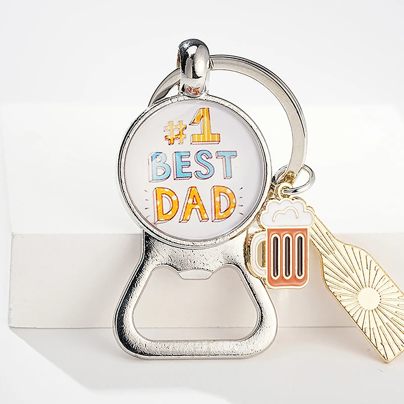 Creative American Beer Keychain Pendant Bottle Opener Metal Keyring Beer Keychain Father Day Best Dad Bag Pendant Family Gift