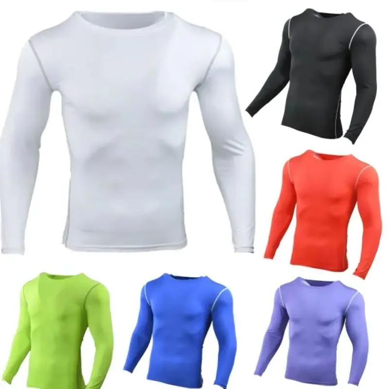 

Men's long sleeved sports T-shirt, tight fitting, sweat absorbing, breathable, high elasticity basketball fitness suit