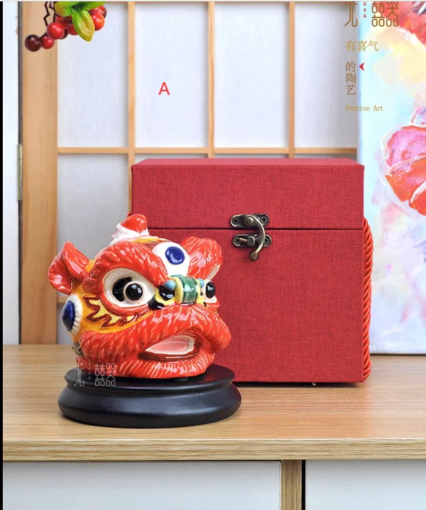 

Ceramic lion head living room porch wine cabinet office Craft decoration