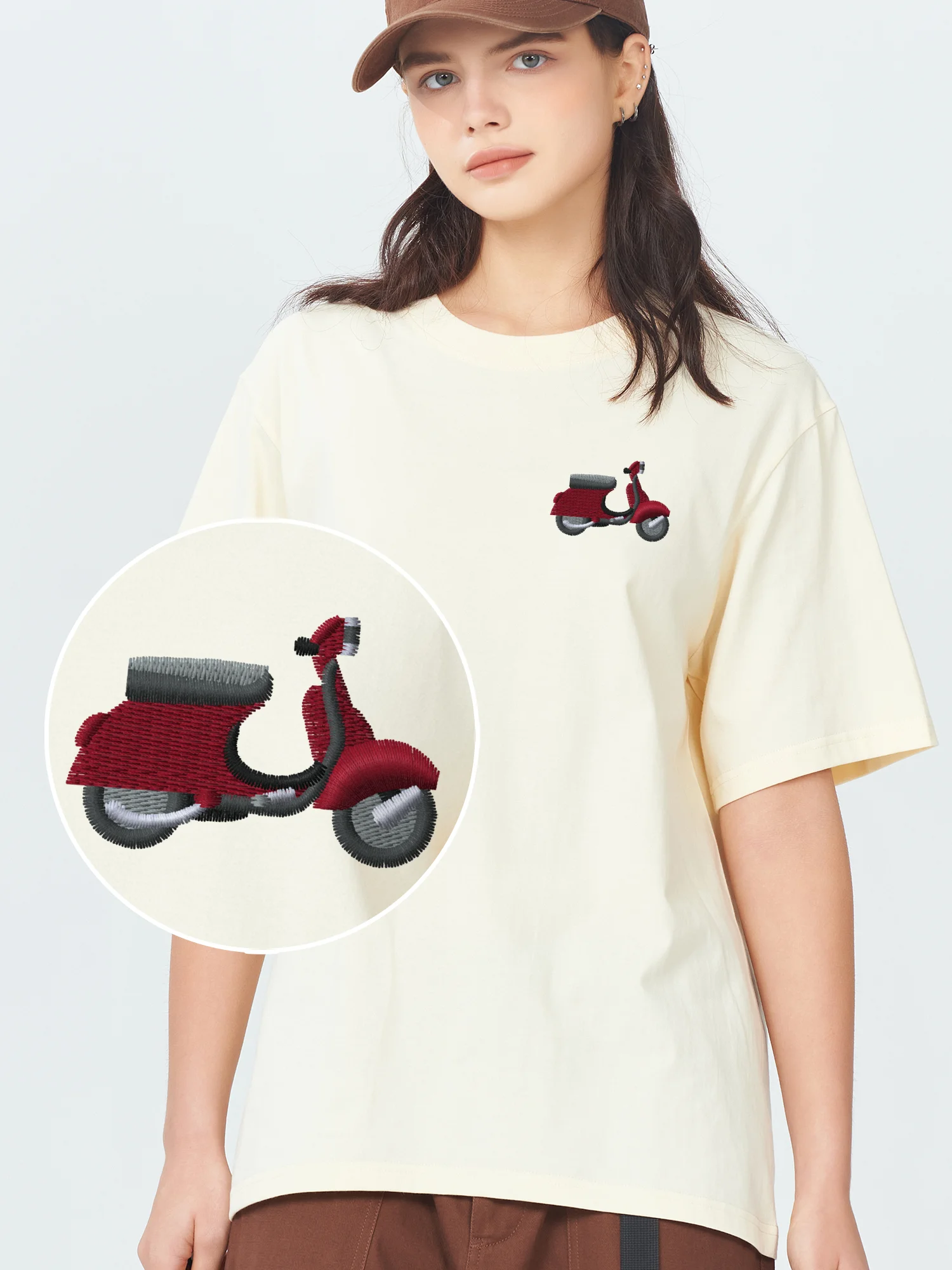 

Scooter Embroidered Tshirt Scooter 100% Cotton Embroidery T-Shirts Scooter Cotton Graphic Tees New In Tops And T-Shirts Casual