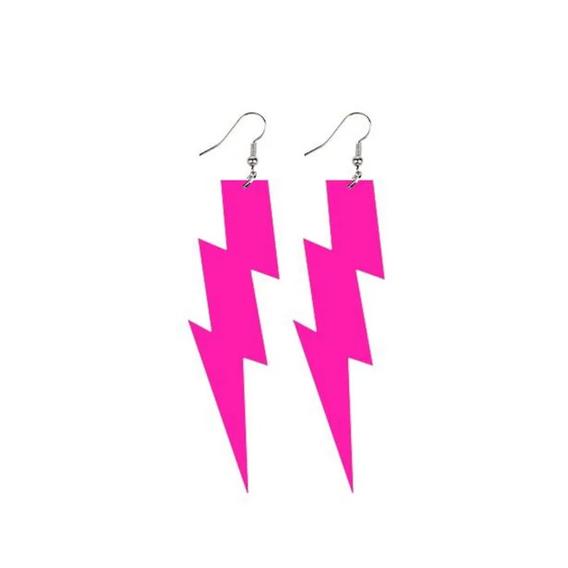 Neon Big Lightning Earrings for Women Exaggerated Retro Candy Color Pendant Acrylic Drop Dangle Outfit Glow Party Accessories
