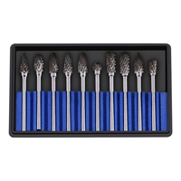 ZK40 10pcs Tungsten Carbide Steel Rotary Files Burr Set 3mm Shank 6mm Cutting Diameter Double Cut