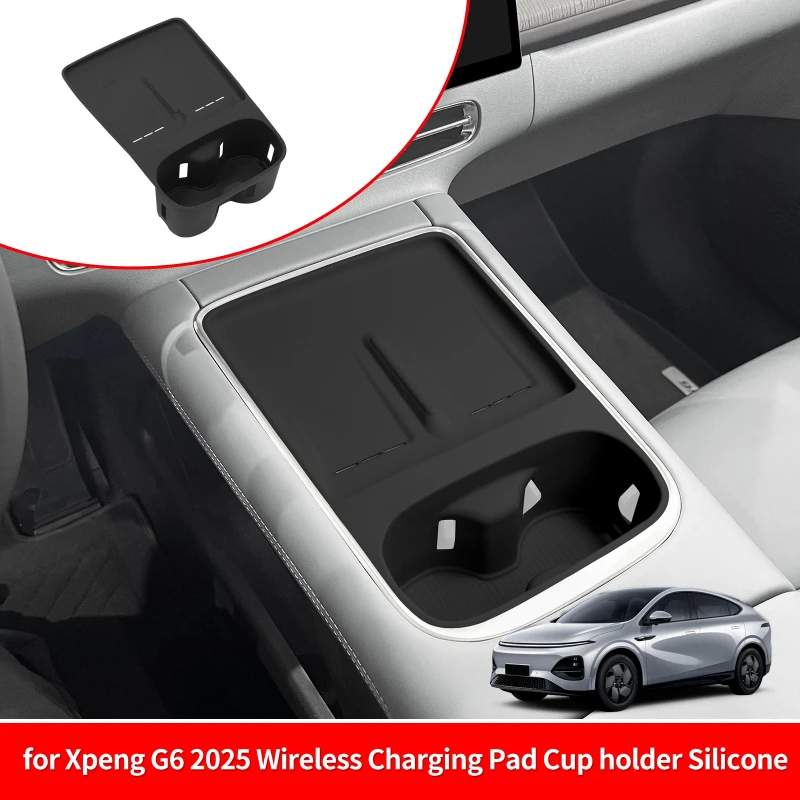 

Cup Holder With Anti Dirt Pad for Xpeng G6 2025 2026 Phone Charging Silicone Anti-slip Shock-Absorbing Tray Car Accessiories