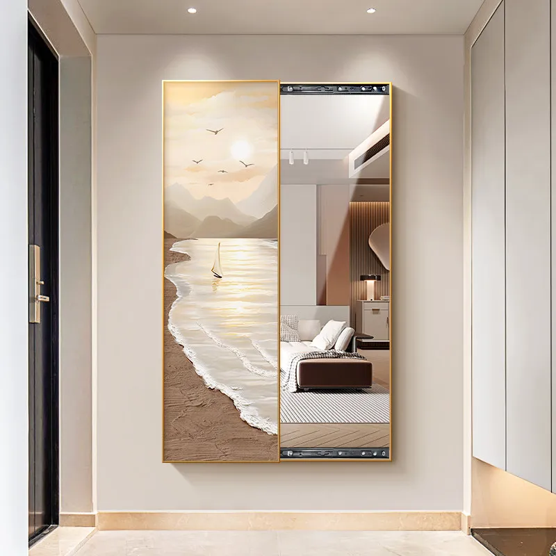 Modern simple entrance decorative painting push-pull full-length mirror hidden full-length mirror