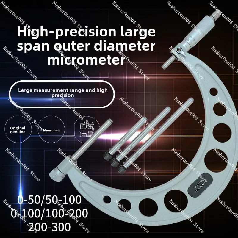 Large Range Outer Diameter Micrometer 0-50-100 -200-300mm Mechanical Genuine High Precision Large Range Micrometer