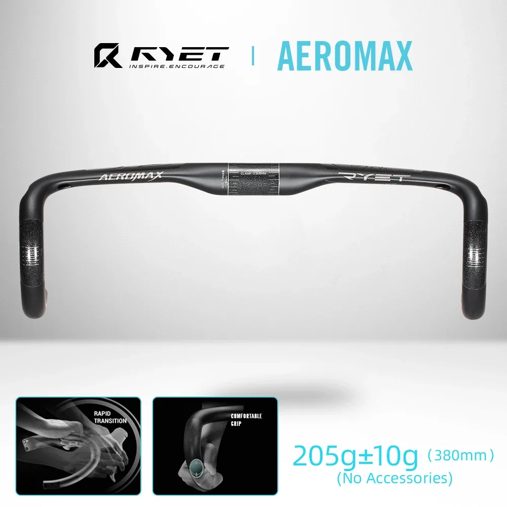 カーボンロードバイクハンドルバー,RYET-AEROMAX-1 420, 440mm,マット