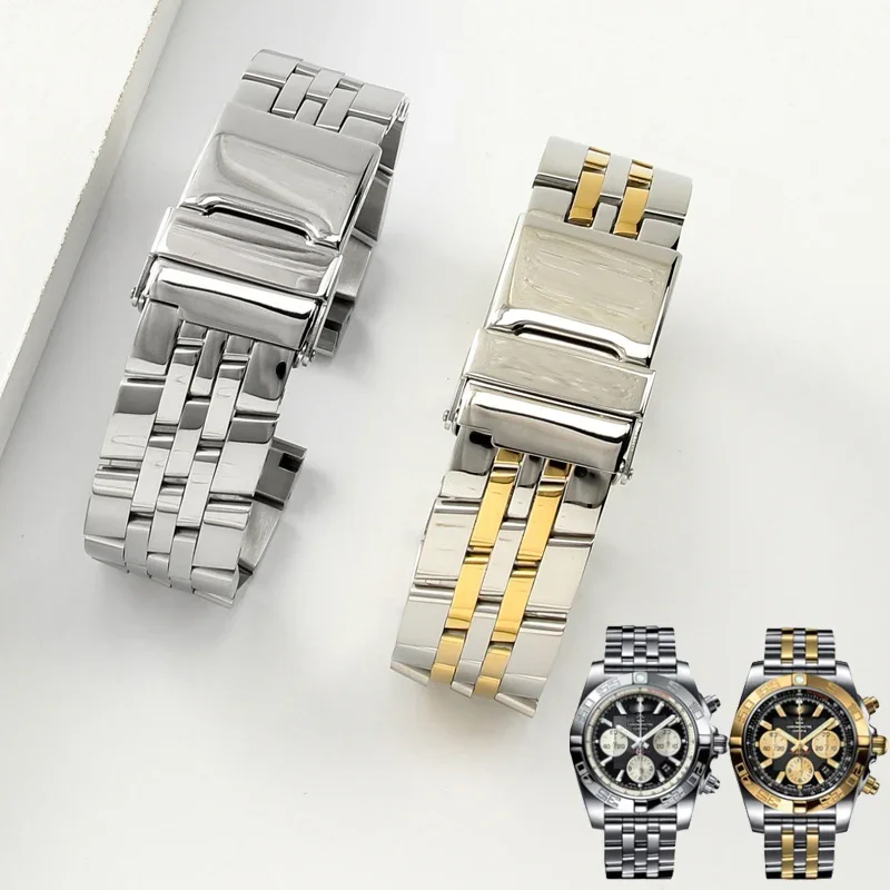 Solid Steel Watch Strap for Breitling Avengers Super Challenger Aviation Mechanical Timing 22 24mm Bracelet Watchband Clasp