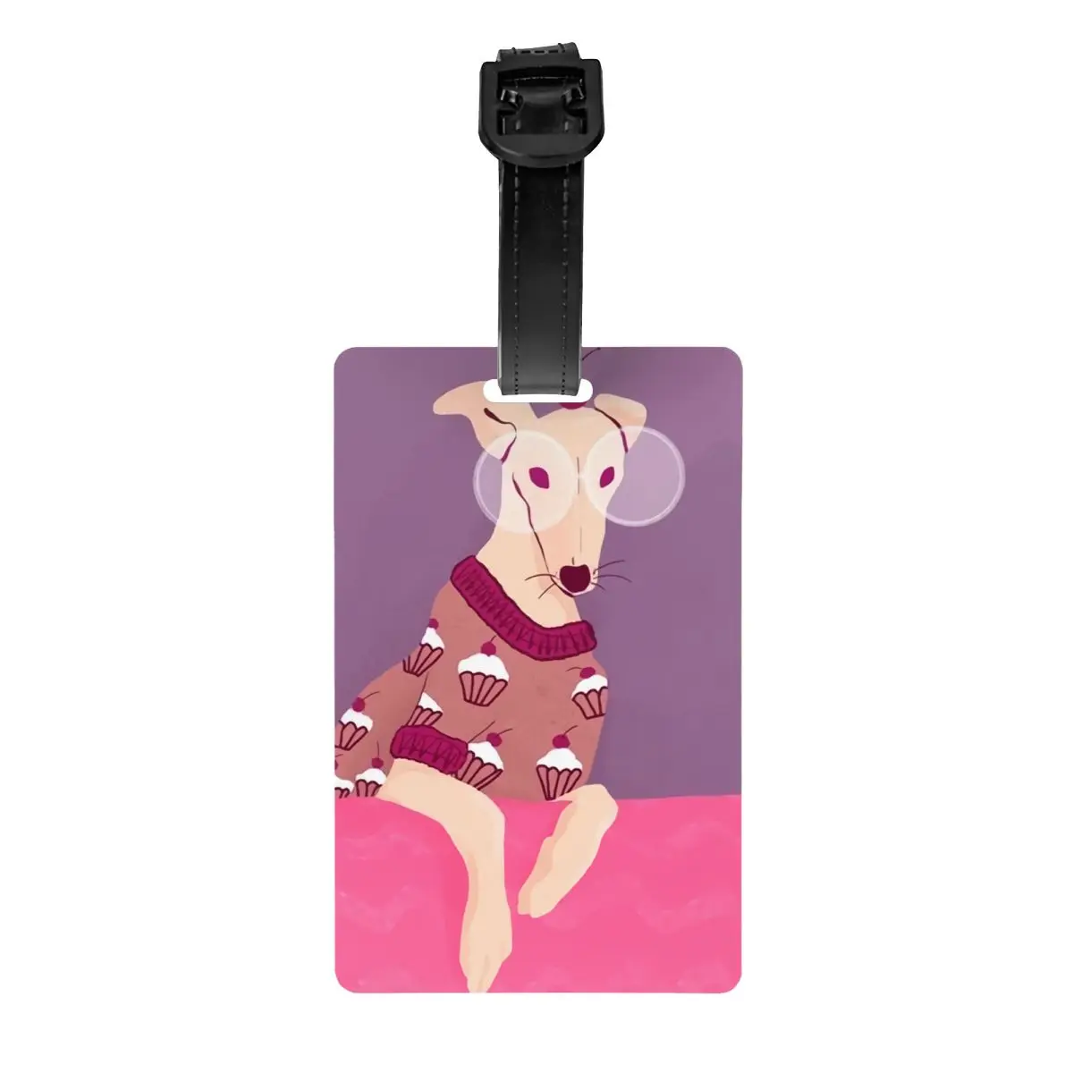 Custom Cute Whippet Greyhound Luggage Tag With Name Card Hound Dog Privacy Cover ID Label for Travel Bag Suitcase