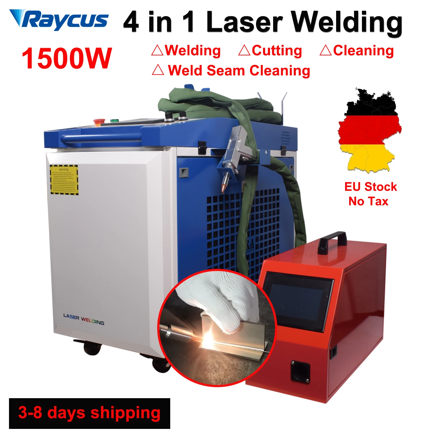 Raycus 1500W Fiber Laser Welding Machine Handheld 4 in 1 Laser Welding Cleaning Cutting Soldering Machine Laser Welder for Metal