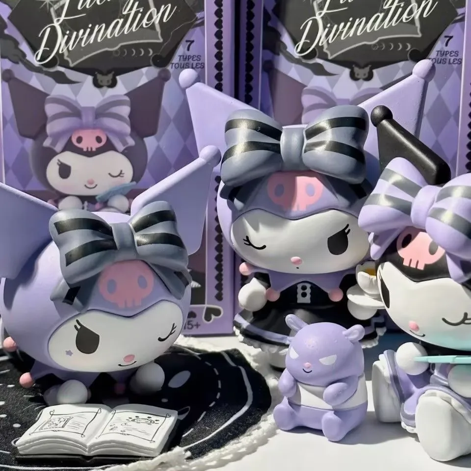 Figura de acción de adivinación de la suerte Kuromi de 9cm, estatua de la serie de Anime Kawaii, modelo de decoración, muñeca bonita y encantadora, juguetes de regalo de cumpleaños para niña