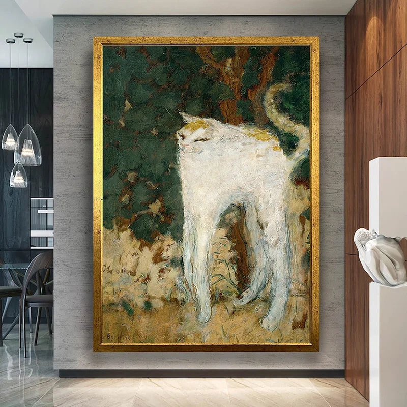 Le Chat Blanc 1894 Posters and Prints Pierre Bonnard Wall Art Pictures The White Cat Canvas Painting Living Room Home Decoration