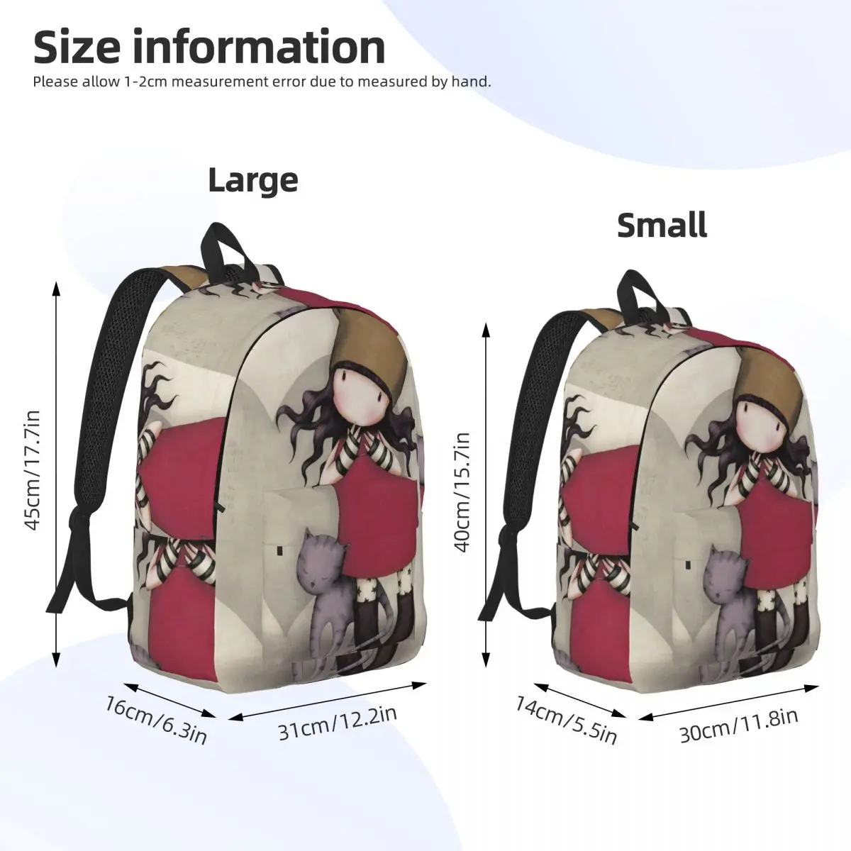 Santoro Gorjuss Backpack for Preschool Primary School Student Bookbag Boy Girl Kids Daypack Hiking