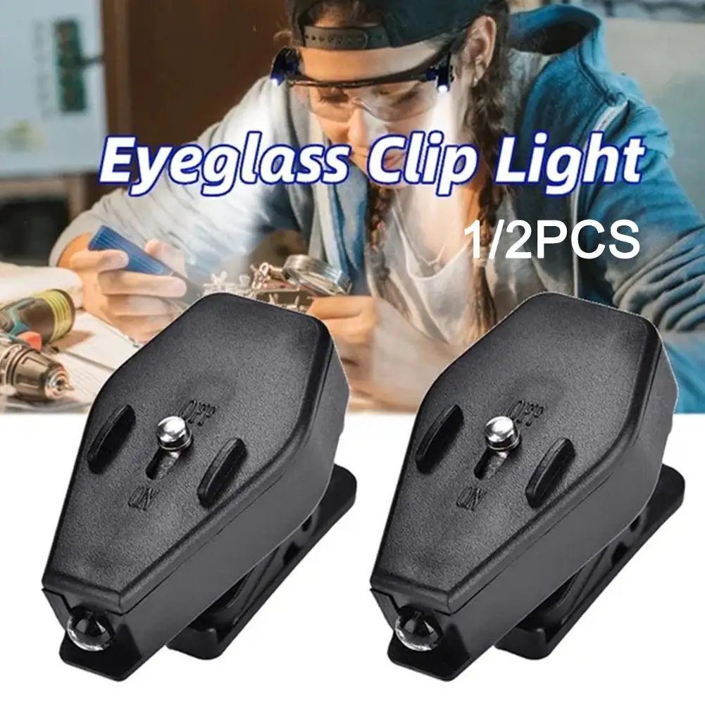 2Pcs Adjustable Mini Flashlight Universal Glasses Reading La