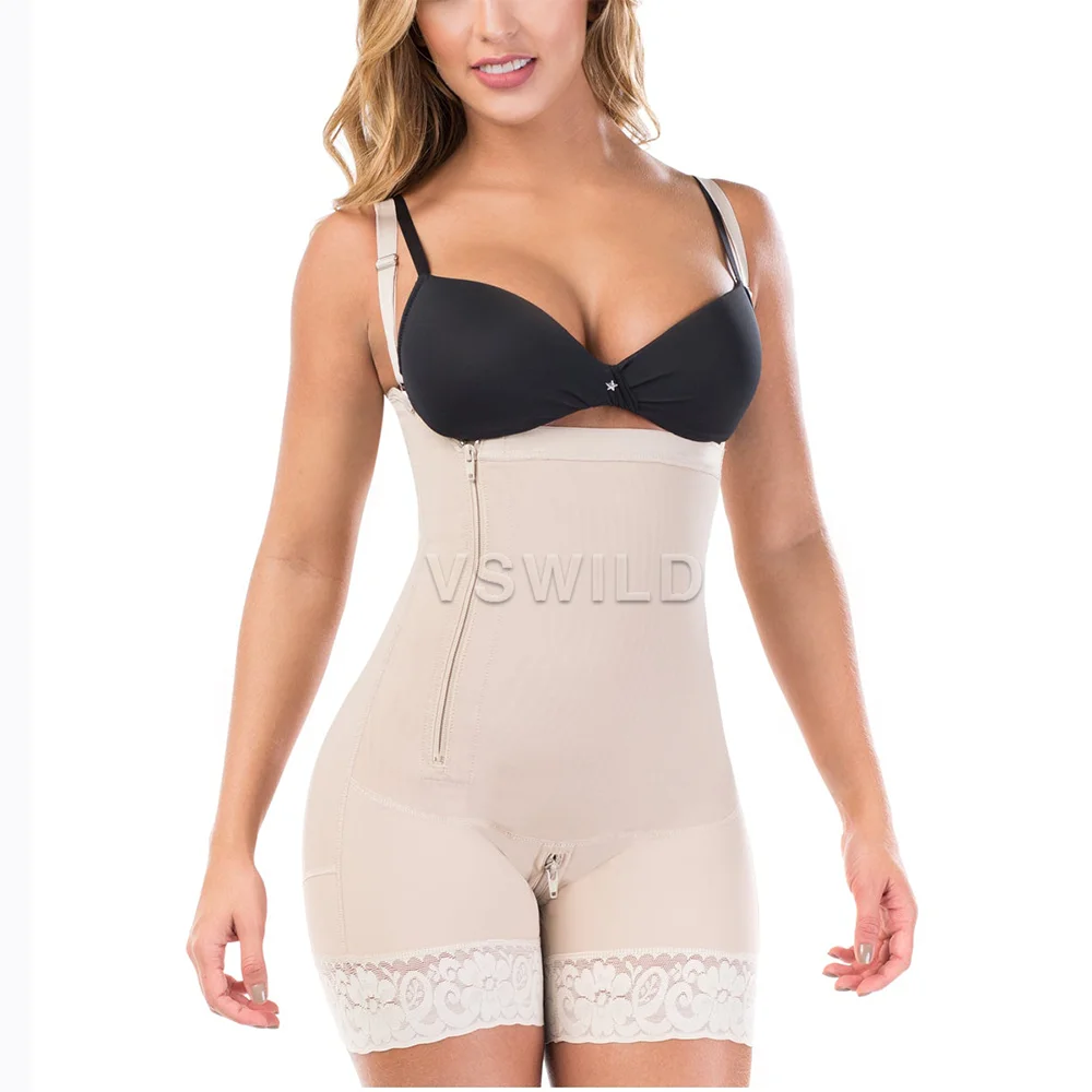 Open Bust Mid Thighs Butt-Lifting GirdleWith Adjustable Straps Everyday Use Waist and Thigh Shaping Shorts for Women Fajas