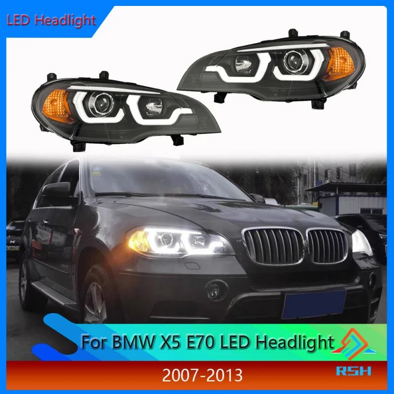

Передняя фара для BMW X5 E70, комплект фар 2007-2013, модификация, светодиодные дневные ходовые огни, аксессуары для поворотников