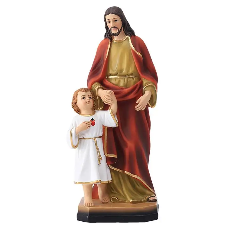 Joseph And Jesus Statue 8.4inch St. Joseph Resin Figurines Resin Saint Figure For Home Decor Desk Figurines For Church Shelf