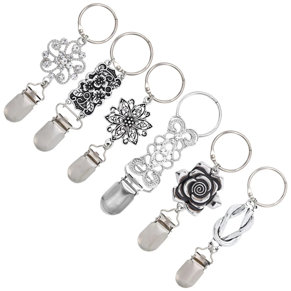6 sztuk Vintage Alloy Flower Hat Clips for Travel Bag Companion Holders Creative Design Lightweight Set of 6 Hat Clip for Bucket