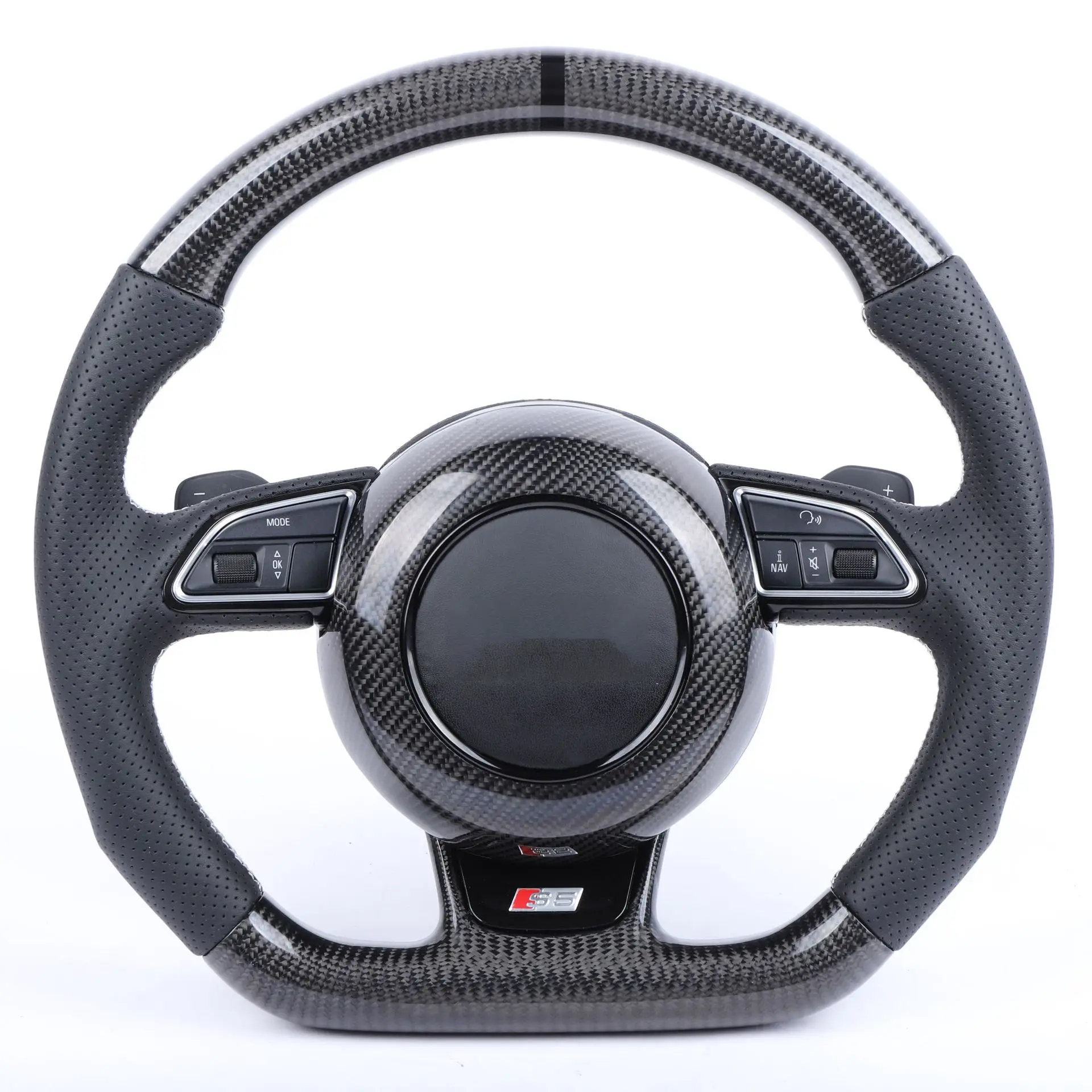 Luxury Sport Black Leather Le Carbon Fiber Steering Wheel For audis RS3 RS4 RS5 RS6 RS7 S3 S4 S5 Custom Car Steering Wheel