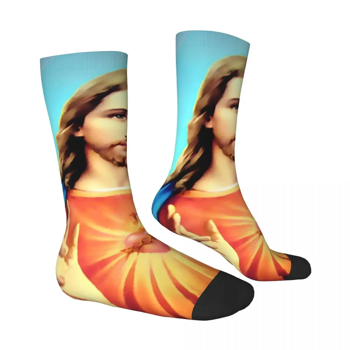 Catholic Jesus Stockings Men Socks Medium Soft Trendy Socks Spring Skateboard Anti Slip Design Socks Gift Idea