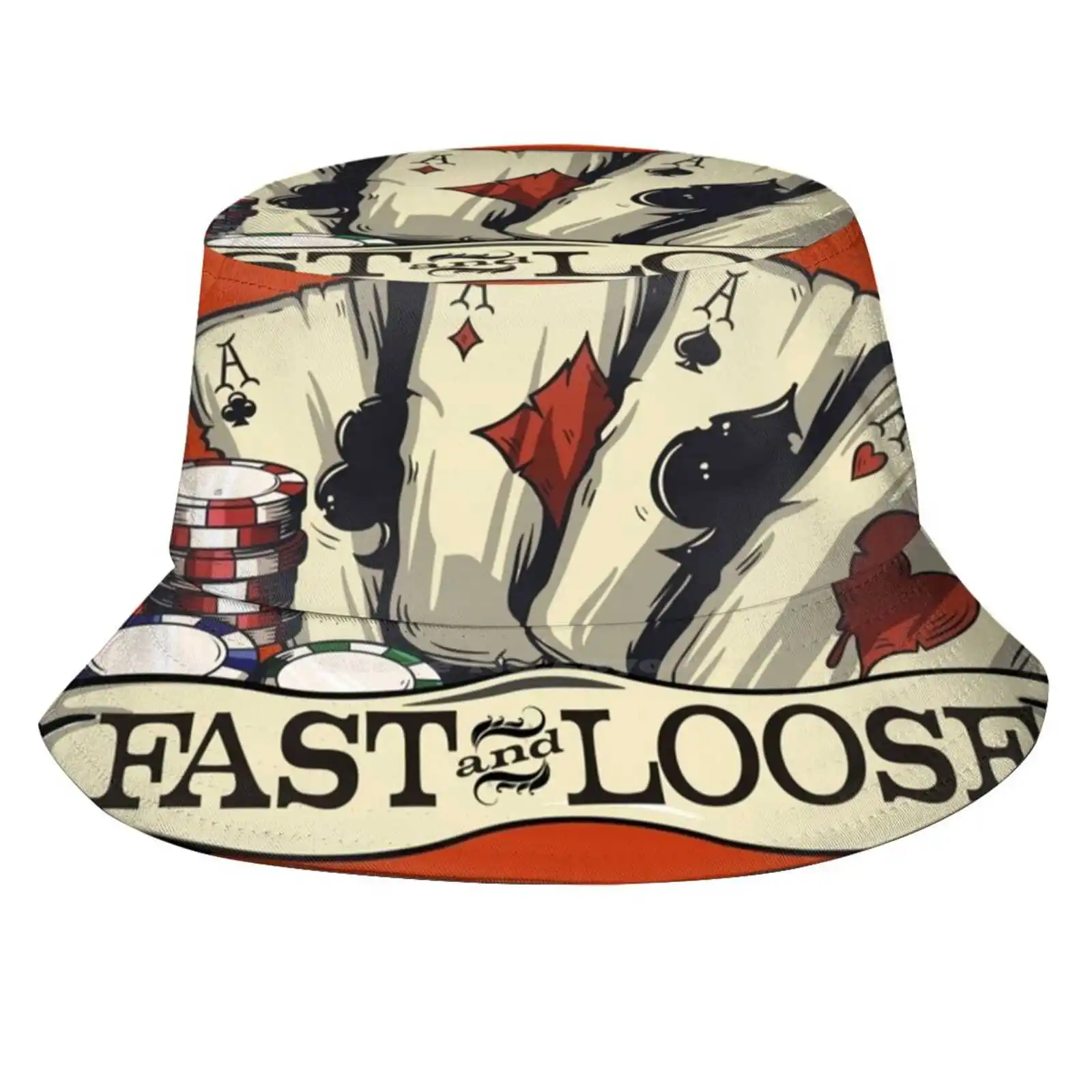 Poker Cards Aces Chips Fast And Loose Sun Cap Fisherman Hat Bucket Hats Aces Ace Of Hearts Poker Chips Fast And Loose Gambling