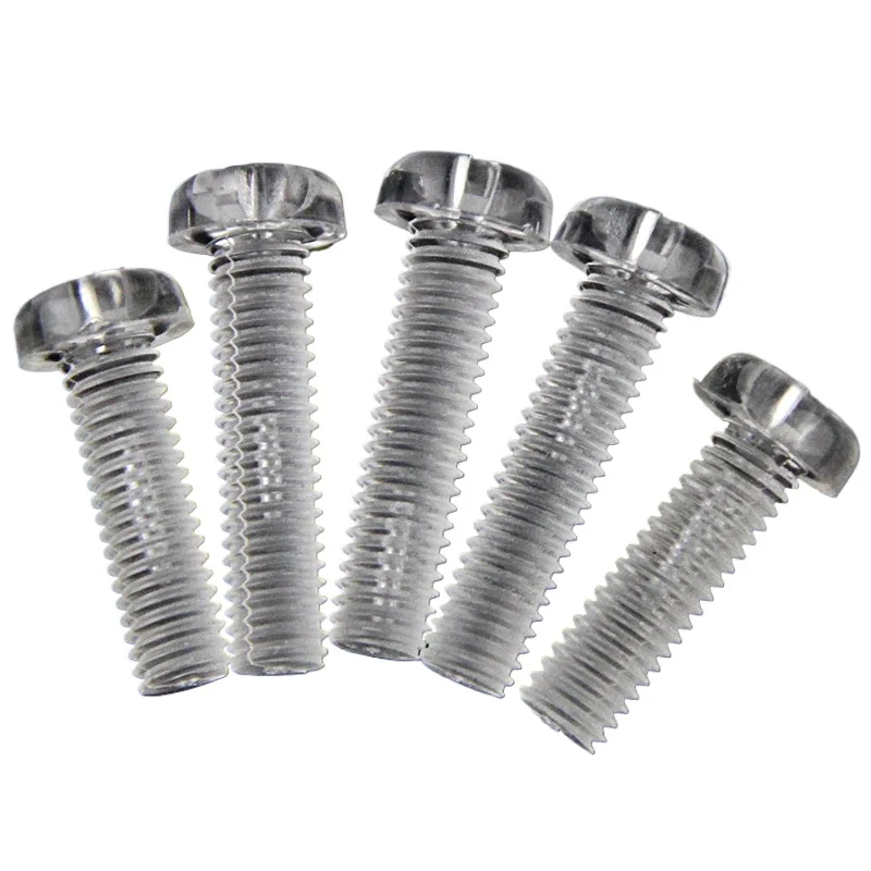 100pcs PC Transparent Pan Head Screws M2.5 M3 M4 M5 Round Head Plastic Cross Philips Acrylic Screw