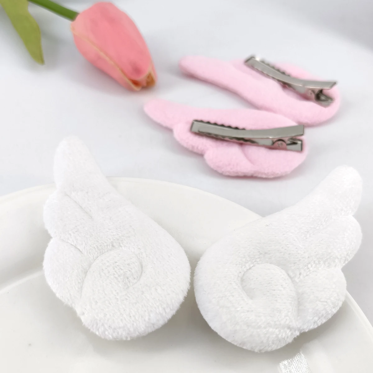 2Pcs 5cm Angel Wings Super Cute Angel Wing Plush Hairpin Girl Hair Clip Accessories Barrettes Hairgrip Headdress Headwear