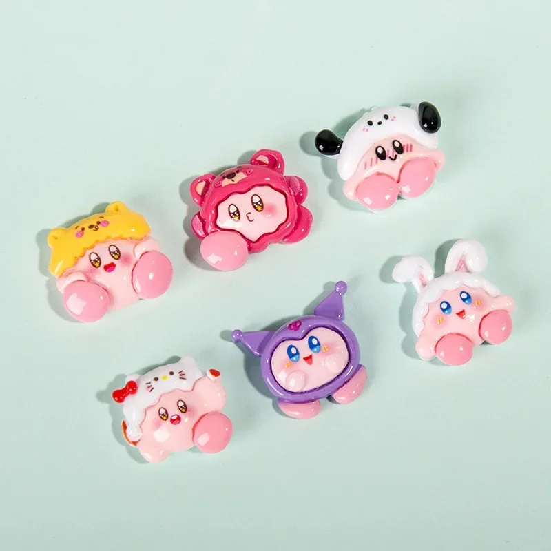 5pcs Bandai Kirby Poyo Cross Dressing Kabi Resin DIY Jewelry Accessories Wholesale Headband DIY Cartoon Resin Flatback