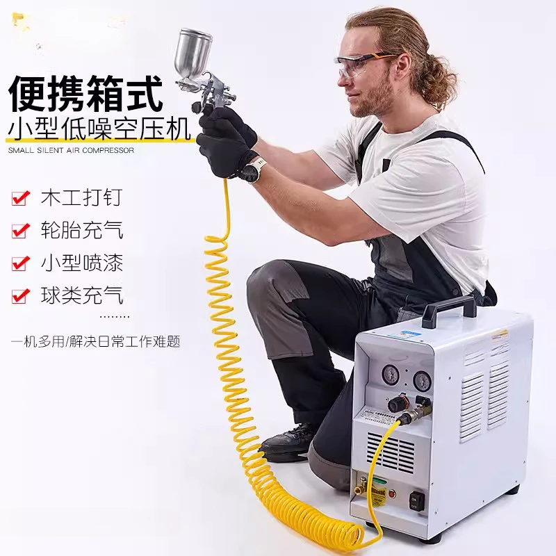 

Portable Air Compressor Oil-Free Bass 220V Woodworking Painting Air Pump Small Air Compressor