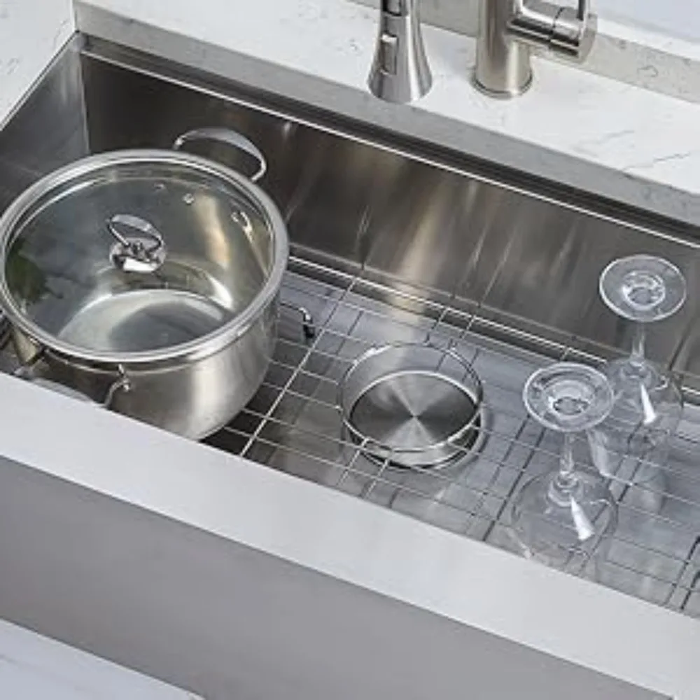 33 مريلة مطبخ من الفولاذ المقاوم للصدأ على طراز المزرعة مع ملحقات