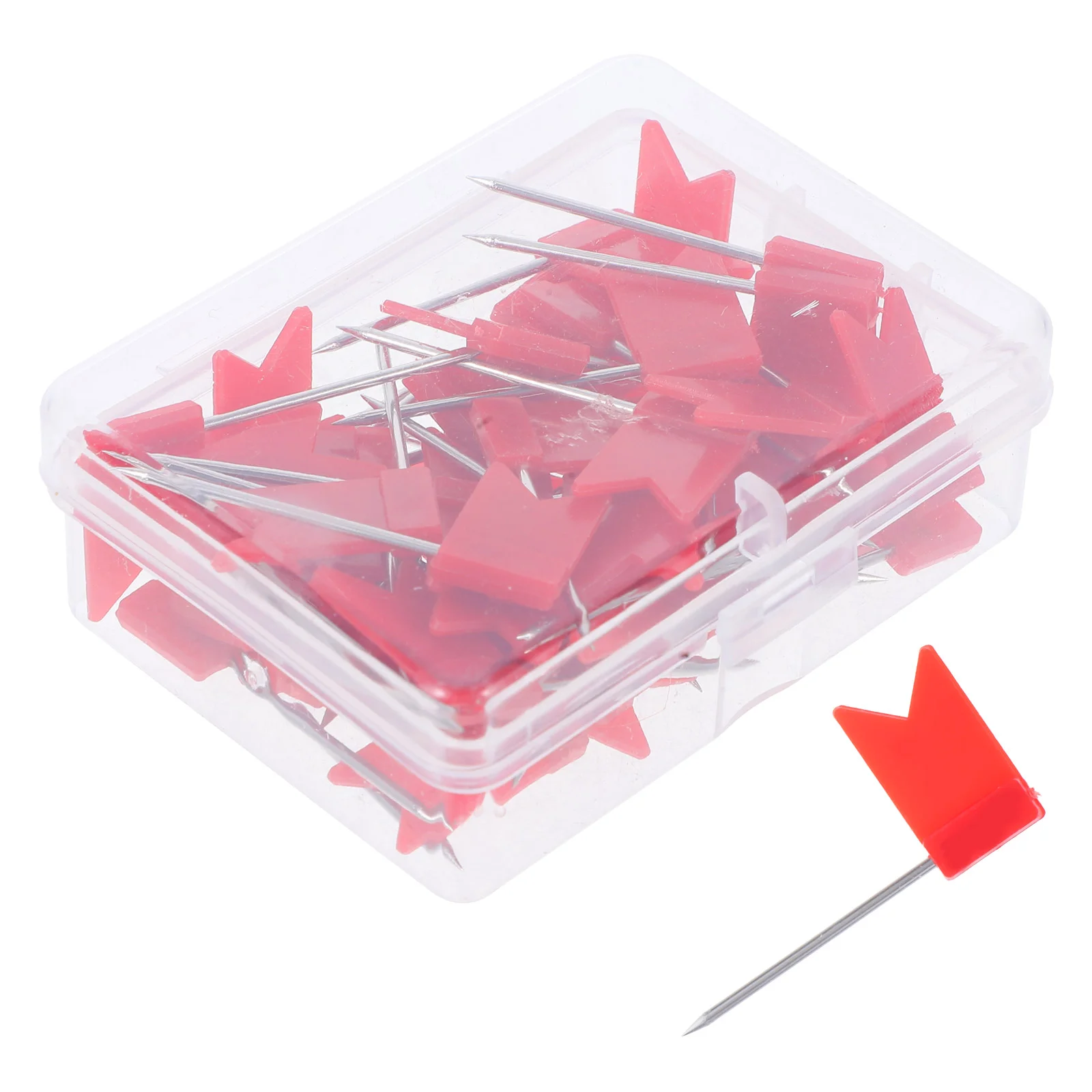 50 Pcs Flag Pin Map Push Red Banner Tacks Iron Construction Versatile Usage Home Office School Bulletin Board