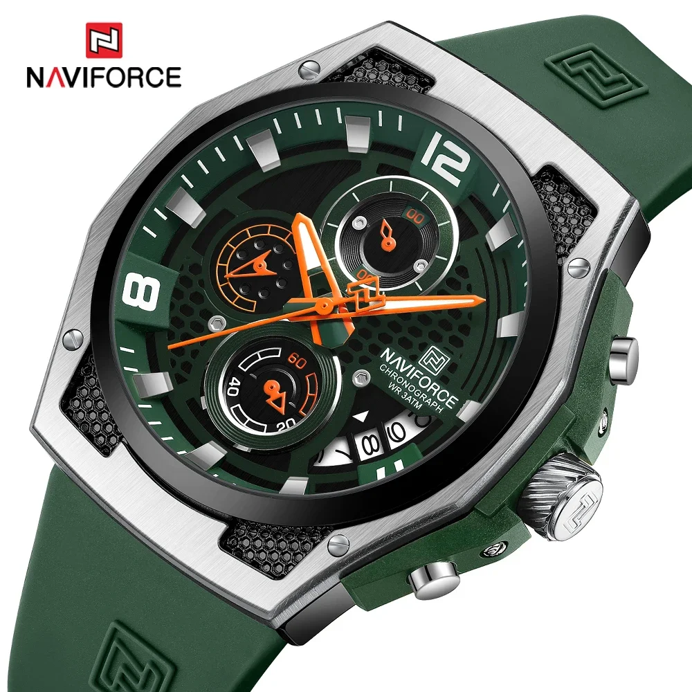 NAVIFORCE NF8051T Mens Casual Sport Wristwatch Chronograph Top Brand Luxury Military Men Watch Auto Date Quartz Waterproof