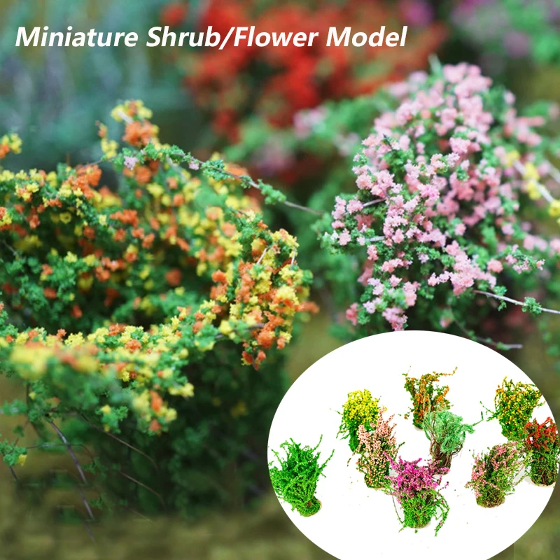 5Pcs Miniature Grass Shrub/Flower Bush Model For HO Scale Train Railway Building Garden Scene Diy Material Diorama Kits