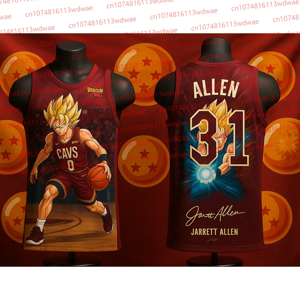 2025 ドラゴンボール超サイヤ人バスケットボールジャージキット アメリカンバスケットボールベスト ジャレット・アレン 31 バスケットボールジャージ速乾ベスト