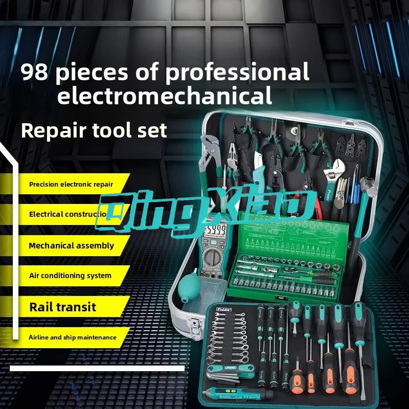 Professional Electrician Tool Case Set Repair Kit Hand All In One Design For Household Engineering Work Portable Durable Storage