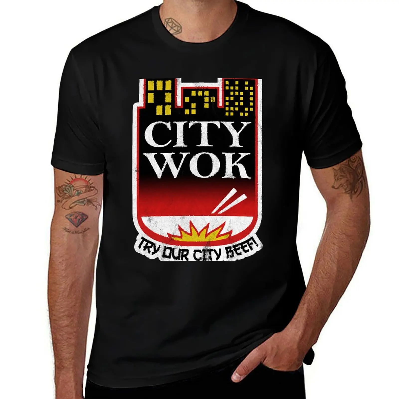 City Wok logo inspired by South Park T-Shirt Urban Casual Loose Fit Tee T-Shirt