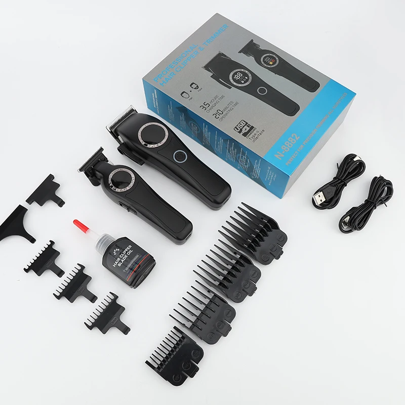 Resuxi N-8882 مجموعة ماكينة قص الشعر الاحترافية بالجملة لقص الشعر 2600 مللي أمبير في الساعة 210 دقيقة مجموعة ماكينة قص الشعر بأربعة سرعات