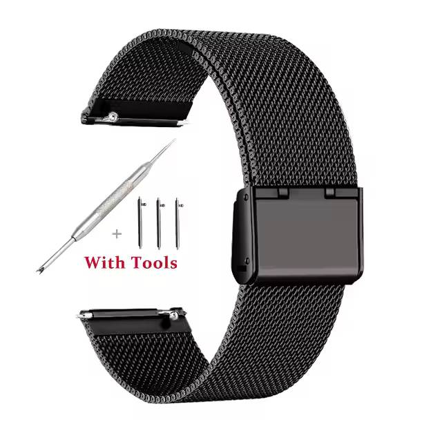 18mm 20mm 22mm 24mm Width Quick Release Full Stainless Steel Watchband Wristwatch Universal Flat Head Watch Strap Accessories - Image 12