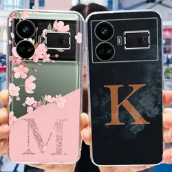 For Realme GT5 GT3 GT2 5G Case Realme GT Neo 5 SE Neo3 3T Neo2 5G Back Cover Soft Silicone Slim Bumper Cute Letter A TO Z Coque