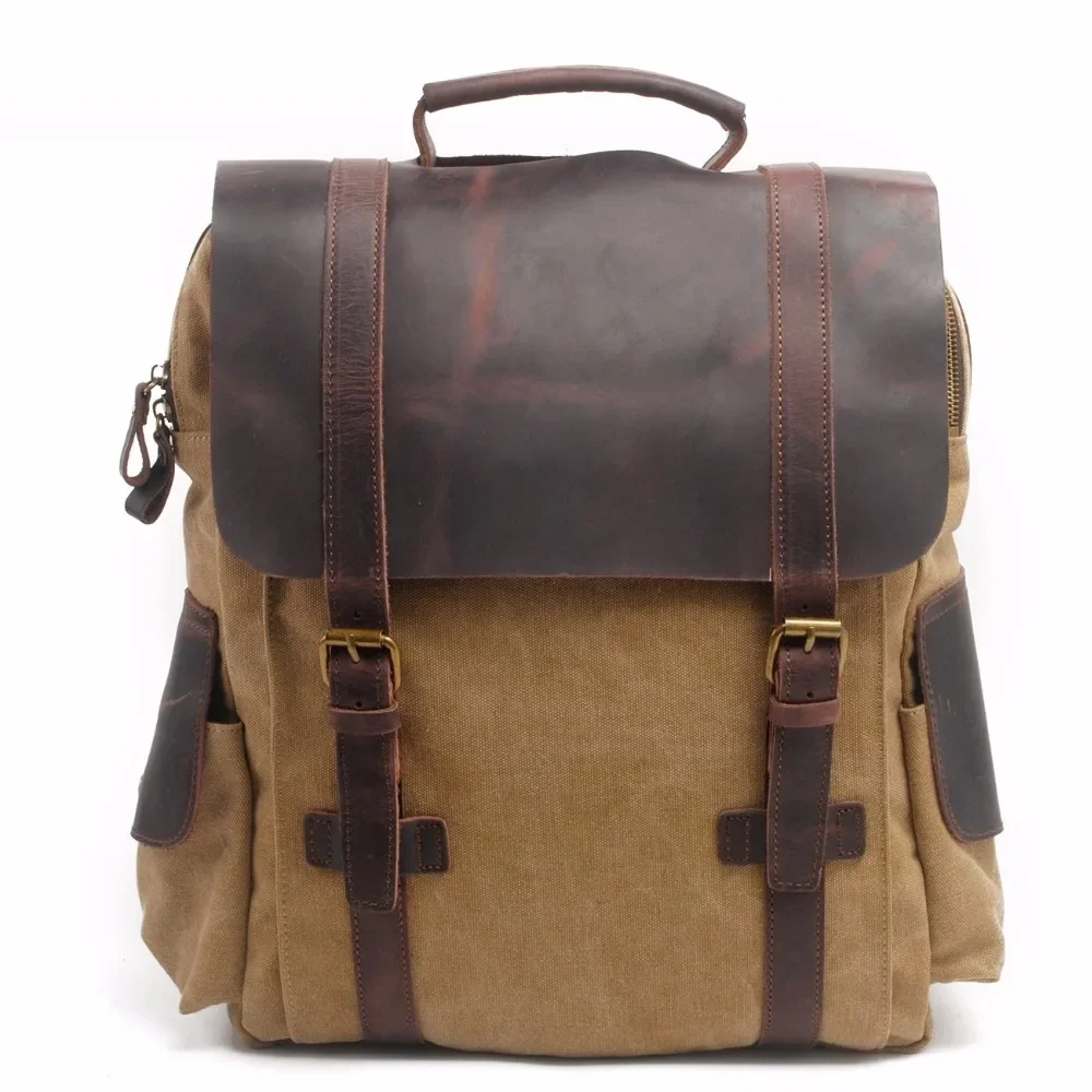 M141 New Fashion Backpack Leather Canvas Men Backpack School Bag Military Backpack Women Rucksack Male Knapsack Bagpack Mochila